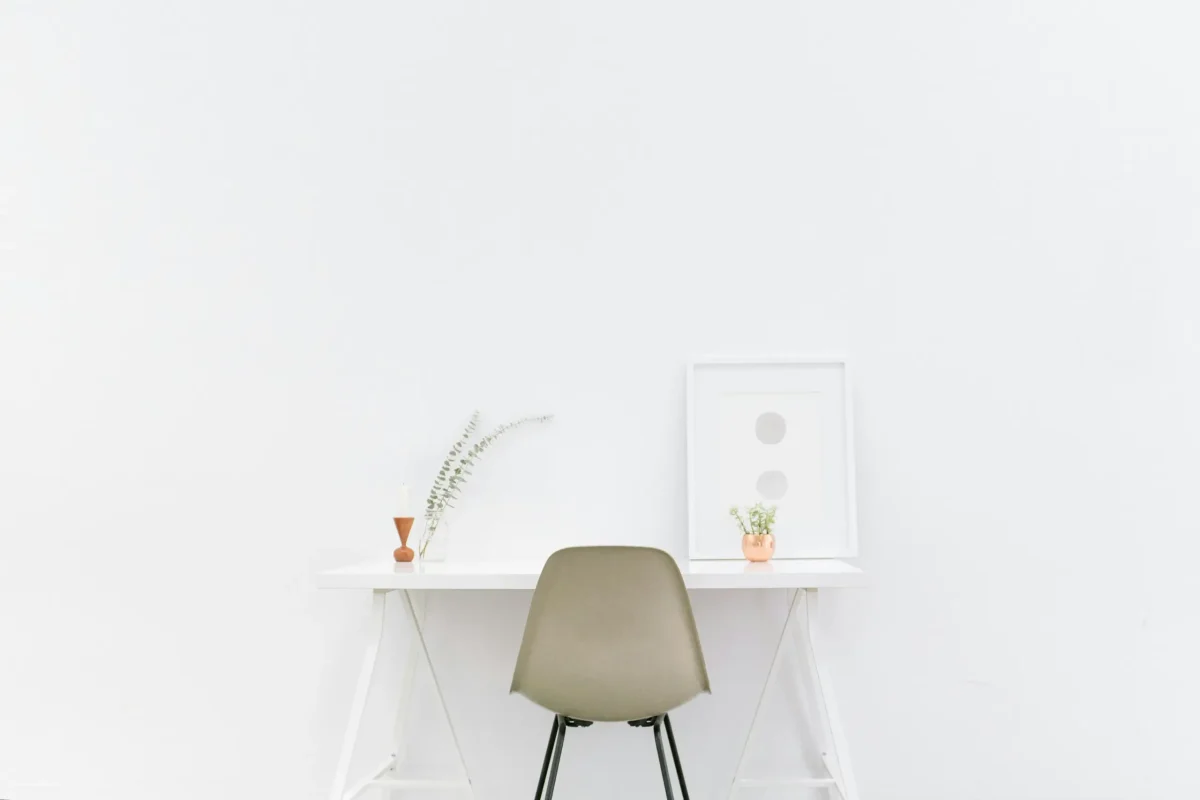 office desk with laptop and chair